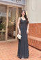 Polka Dot Deep Neck Long Maxi Dress